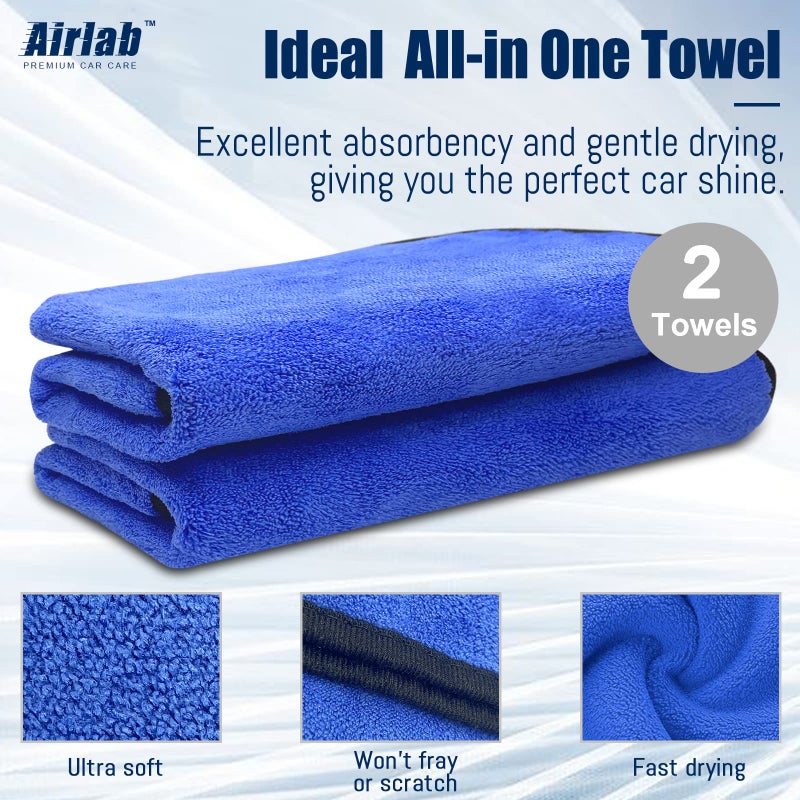 Airlab XL Microfiber Towels for Cars Drying Super Absorbent Auto Detailing Plush Extra Large Ultra Soft  Lint-Free  Streak-Free  24 ' ' x 35 ' ' - Pack of 2 - Image 4